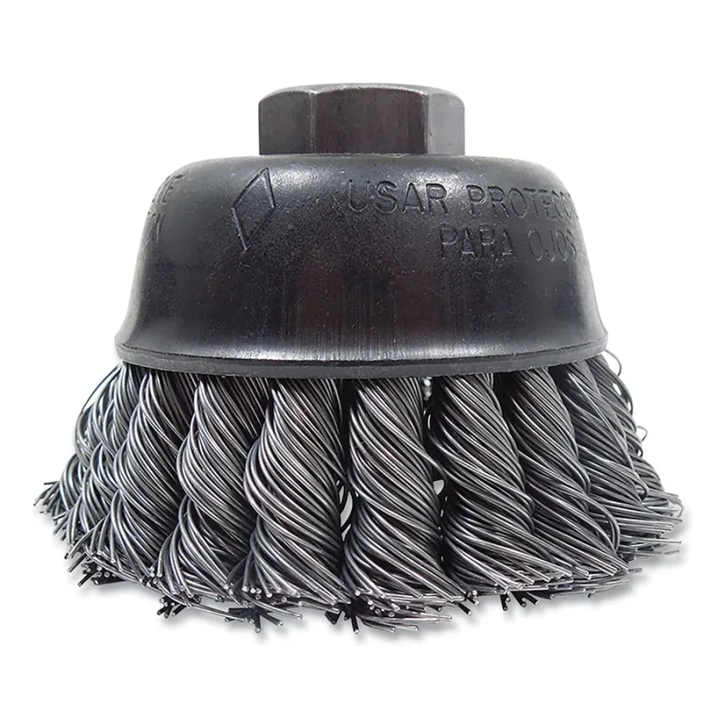 Wire Cup Brush, 2-3/4 in dia, 5/8 in -11 Arbor, 0.014 in Wire Size, Stainless Steel