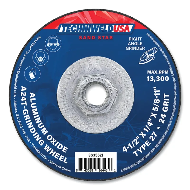 Grinding Wheel, 4-1/2 in dia, 1/4 in Thickness, 7/8 in Arbor, 24 Grit, Aluminum Oxide