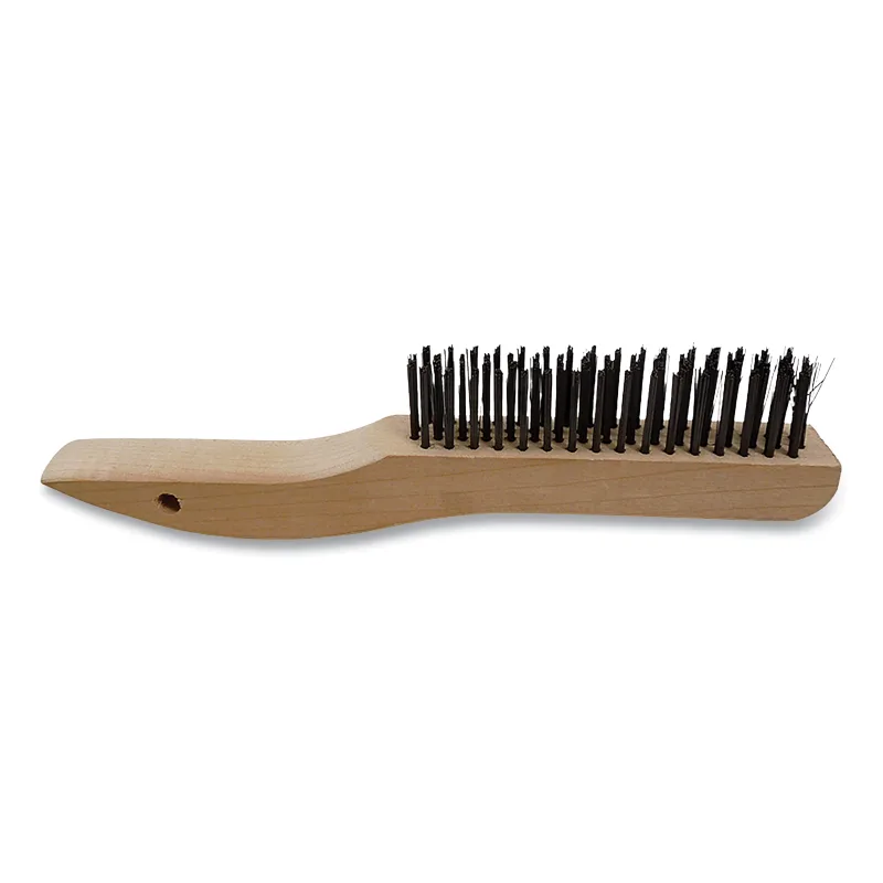 Scratch Brush, 10 in OAL, 16 Rows, Carbon Steel, Wooden Handle