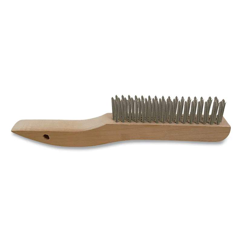 Scratch Brush, 10 in OAL, 16 Rows, Stainless Steel, Wooden Handle