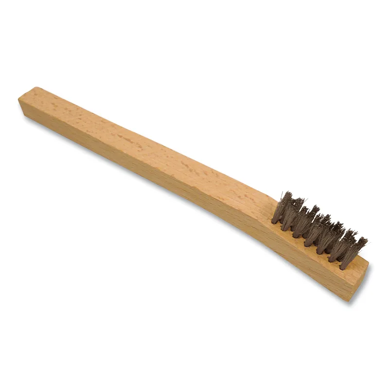 Scratch Brush, 7-3/4 in OAL, 7 Rows, Stainless Steel, Wooden Handle