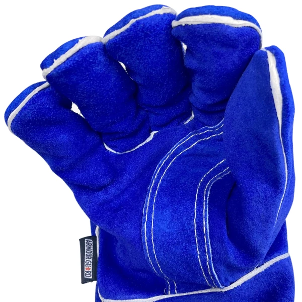 Blue Premium Side Split Cowhide Stick Glove Cotton Lined (AG1200M) - additional view 3