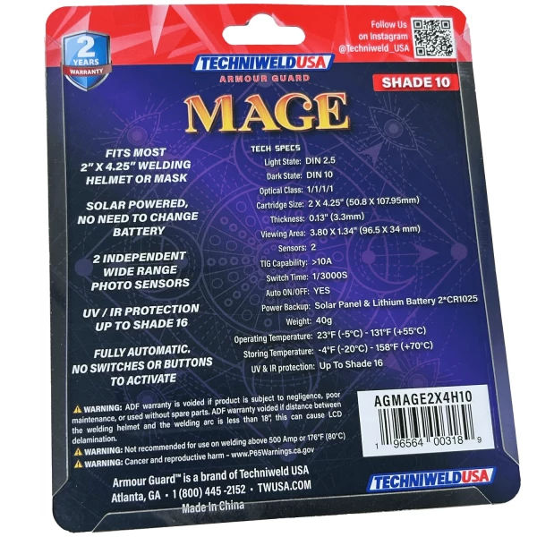 Armour Guard Mage 2 x 4-1/4 Stainless Steel ADF Shade 10 (AGMAGE2X4H10) - additional view 5