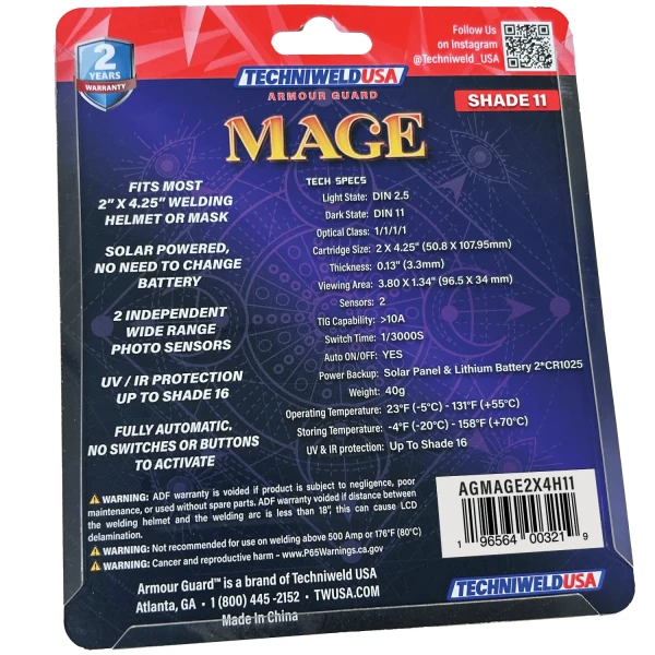 Armour Guard Mage 2 x 4-1/4 Stainless Steel ADF Shade 11 (AGMAGE2X4H11) - additional view 5