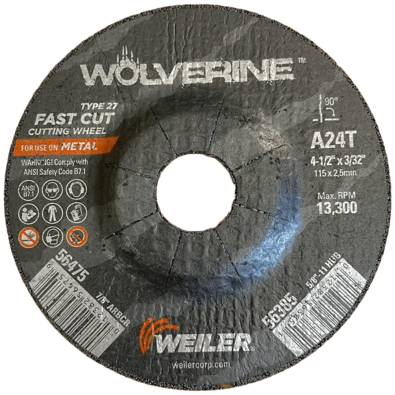 4-1/2 X 3/32 X 7/8 WEILER GRINDING WHEEL (1 Week Lead Time)