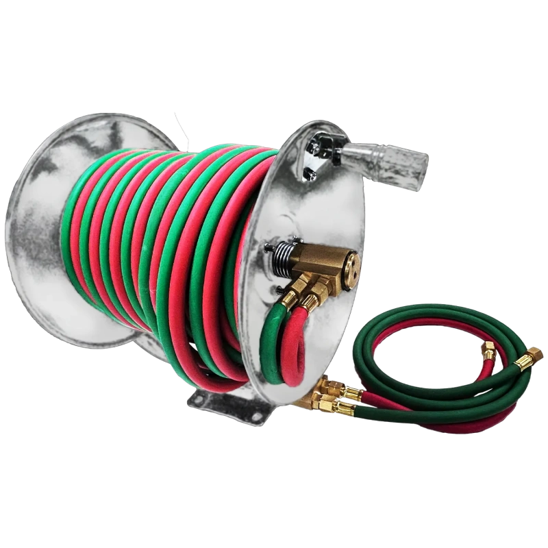 Blue Star Trojan Chrome Hand Crank Twin Hose Reel for 100' x 1/4" Oxy-Fuel Hose (BSTROJANHRC) - additional view 1