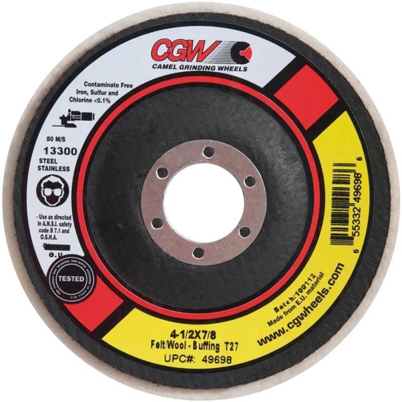 4-1/2 X 7/8 T27 FELT DISC TYPE 27 (1 Week Lead Time)