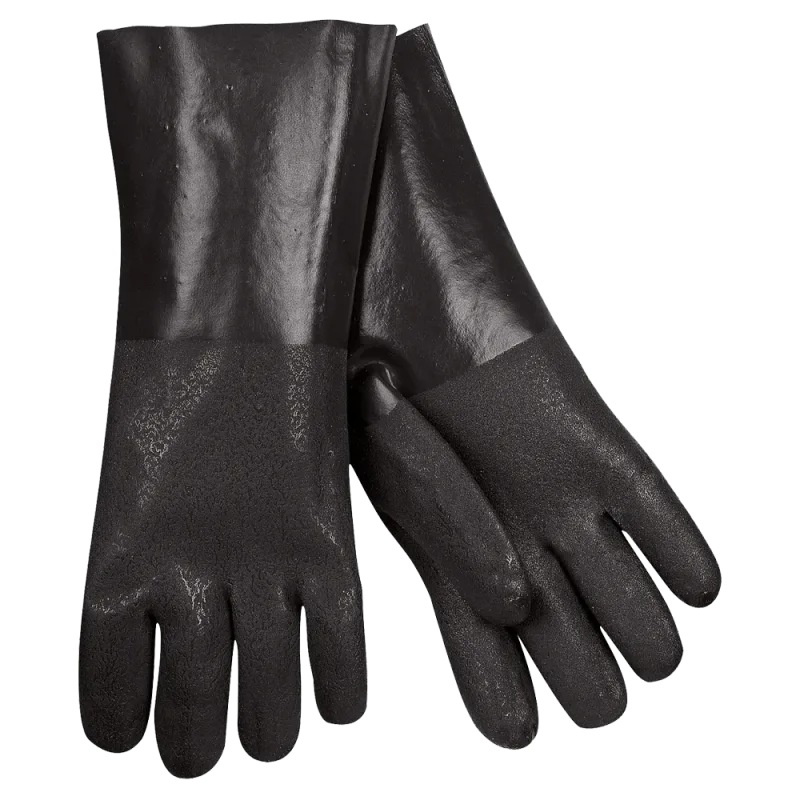 MCR Safety 6514S Black Double-Dipped PVC Gloves, 14 in