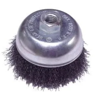 3-1/2 in Crimped Steel Wire Cup Brush, 5/8-11