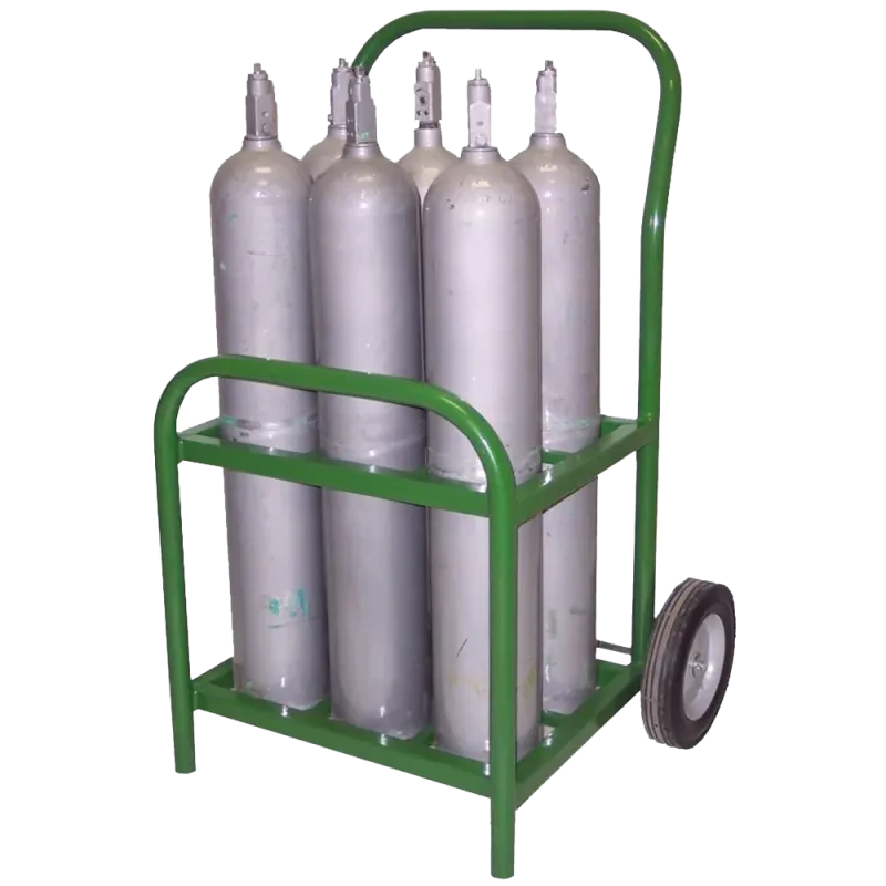 MEDICAL STAND THAT HOLDS SIX D/E CYLINDERS WITH 1" TO 1/2" SQUARE TUBING AND TWO CARRYING HANDLES. (Formerly Part #CYLMDE6S)